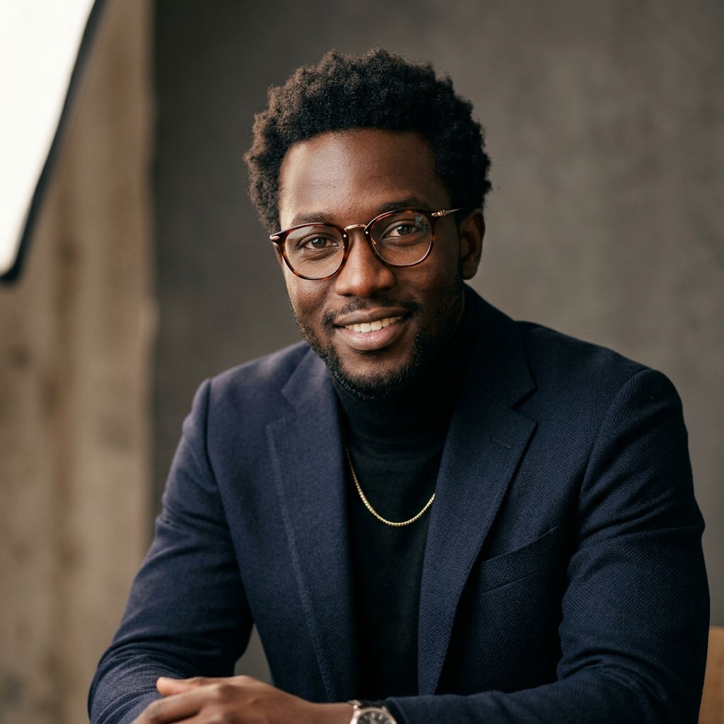 Jeune homme élégant portant des lunettes de créateur Mage Optique & Services